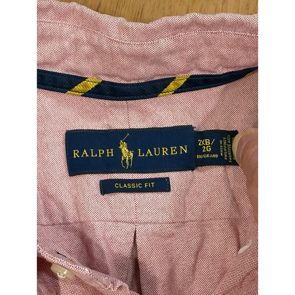 Polo Ralph Lauren Mens 2XB Pink Oxford Button Down Shirt Long Sleeve Flesh Pony